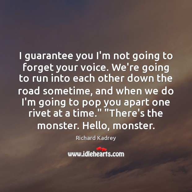 I guarantee you I’m not going to forget your voice. We’re going Richard Kadrey Picture Quote