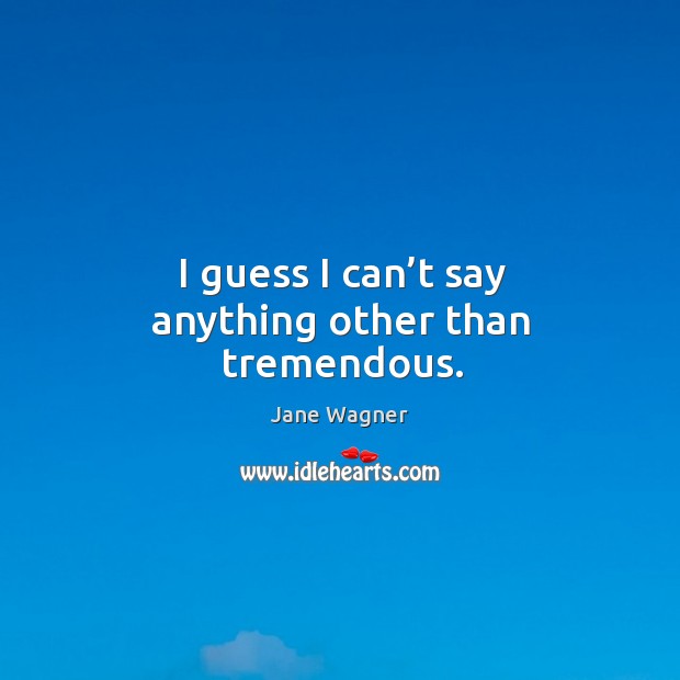 I guess I can’t say anything other than tremendous. Jane Wagner Picture Quote