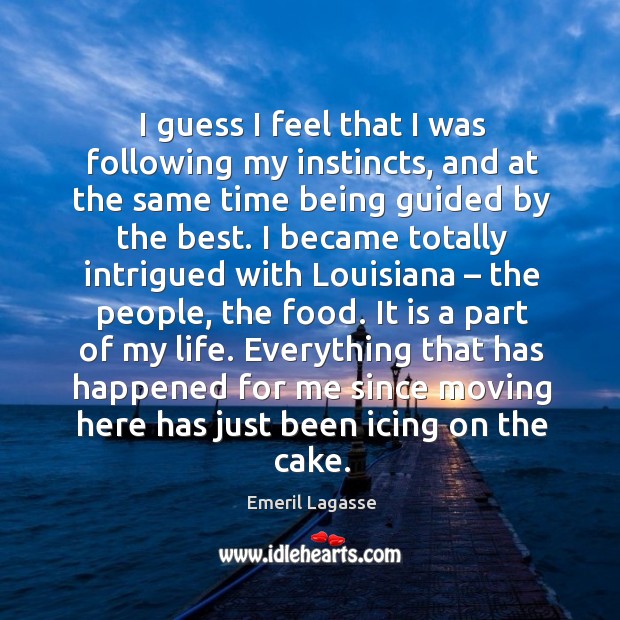 I guess I feel that I was following my instincts Emeril Lagasse Picture Quote
