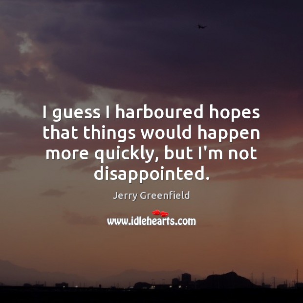 I guess I harboured hopes that things would happen more quickly, but I’m not disappointed. Jerry Greenfield Picture Quote