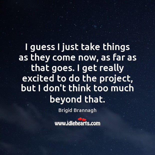 I guess I just take things as they come now, as far Brigid Brannagh Picture Quote