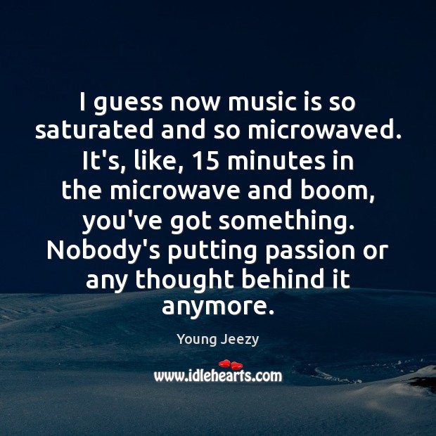I guess now music is so saturated and so microwaved. It’s, like, 15 Passion Quotes Image