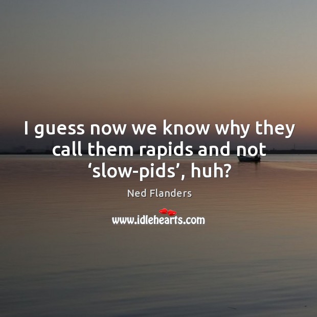 I guess now we know why they call them rapids and not ‘slow-pids’, huh? Ned Flanders Picture Quote