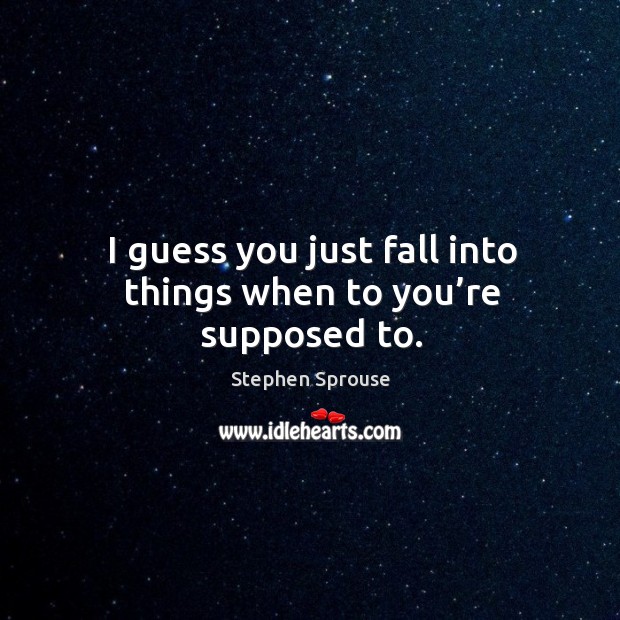 I guess you just fall into things when to you’re supposed to. Stephen Sprouse Picture Quote