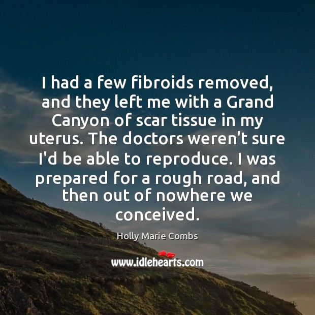 I had a few fibroids removed, and they left me with a Holly Marie Combs Picture Quote