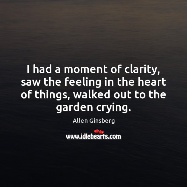 I had a moment of clarity, saw the feeling in the heart Allen Ginsberg Picture Quote
