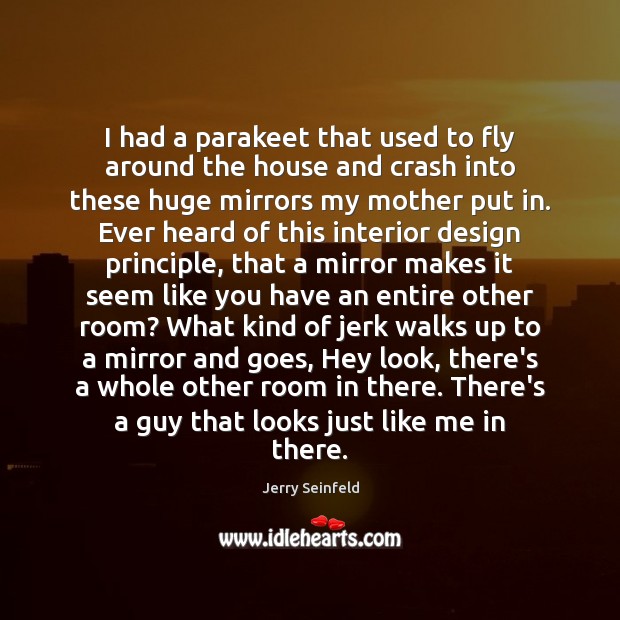 I had a parakeet that used to fly around the house and Jerry Seinfeld Picture Quote