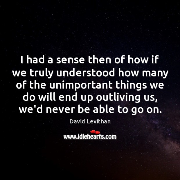 I had a sense then of how if we truly understood how David Levithan Picture Quote