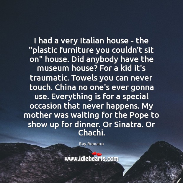 I had a very Italian house – the “plastic furniture you couldn’t Ray Romano Picture Quote