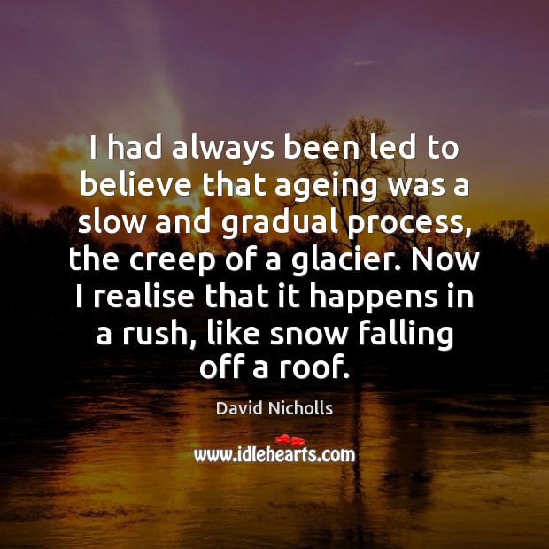 I had always been led to believe that ageing was a slow David Nicholls Picture Quote