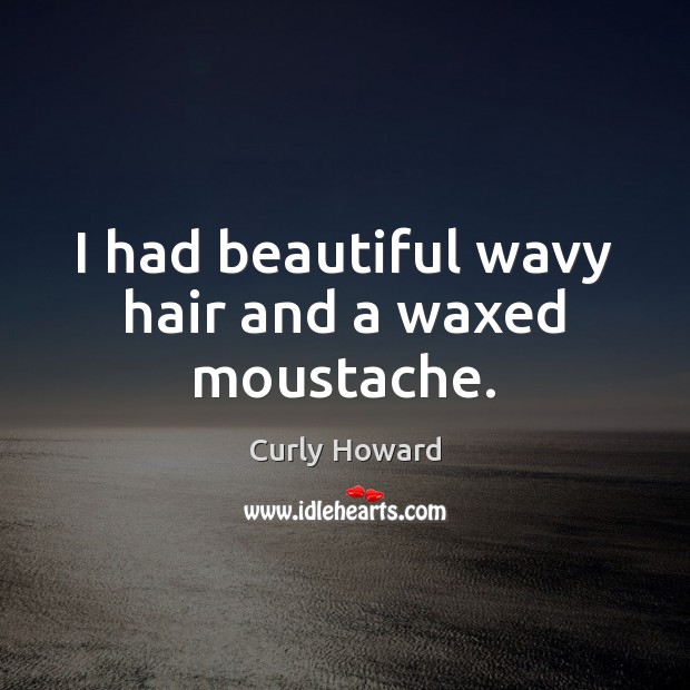 I had beautiful wavy hair and a waxed moustache. Curly Howard Picture Quote