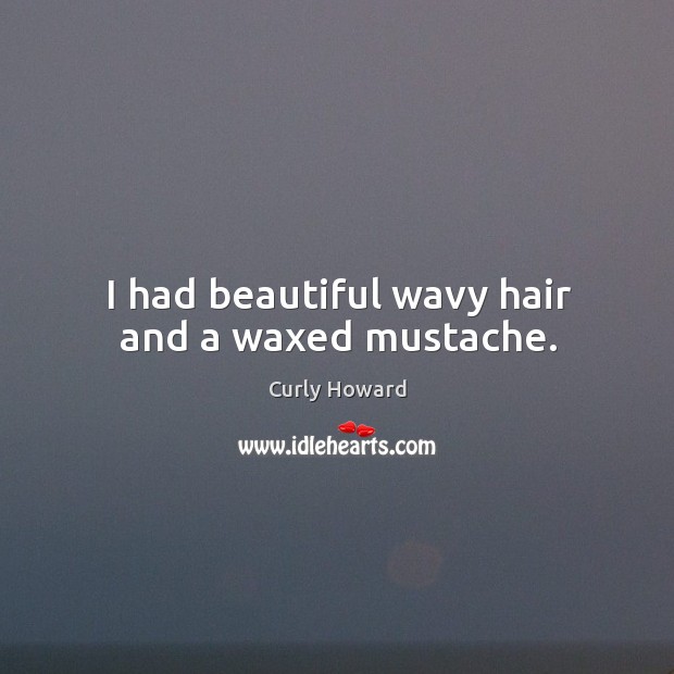 I had beautiful wavy hair and a waxed mustache. Curly Howard Picture Quote