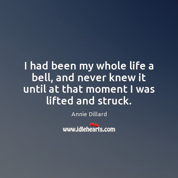 I had been my whole life a bell, and never knew it Annie Dillard Picture Quote
