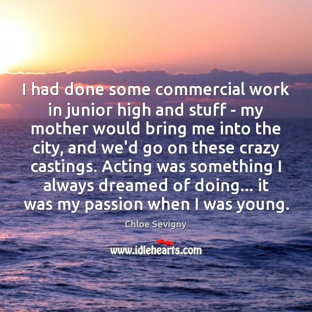 I had done some commercial work in junior high and stuff – Chloe Sevigny Picture Quote
