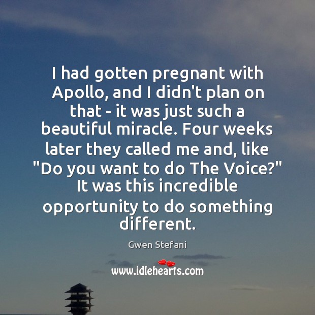 I had gotten pregnant with Apollo, and I didn’t plan on that Opportunity Quotes Image