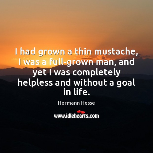 I had grown a thin mustache, I was a full-grown man, and Goal Quotes Image
