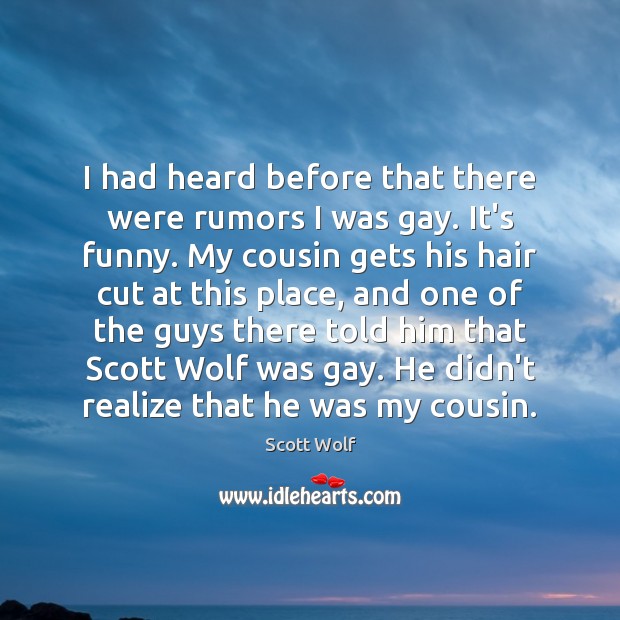 I had heard before that there were rumors I was gay. It’s Scott Wolf Picture Quote