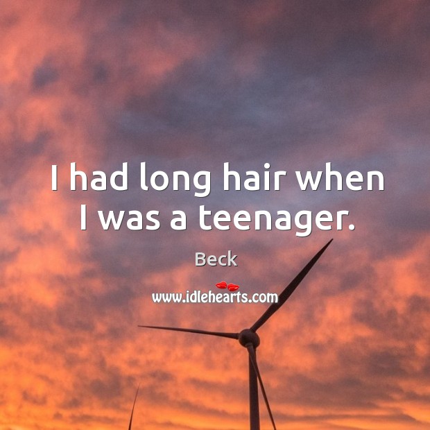 I had long hair when I was a teenager. Beck Picture Quote