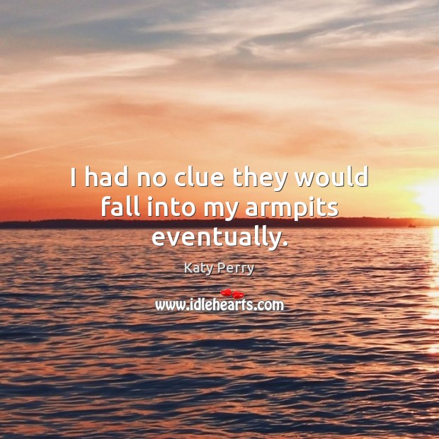 I had no clue they would fall into my armpits eventually. Katy Perry Picture Quote