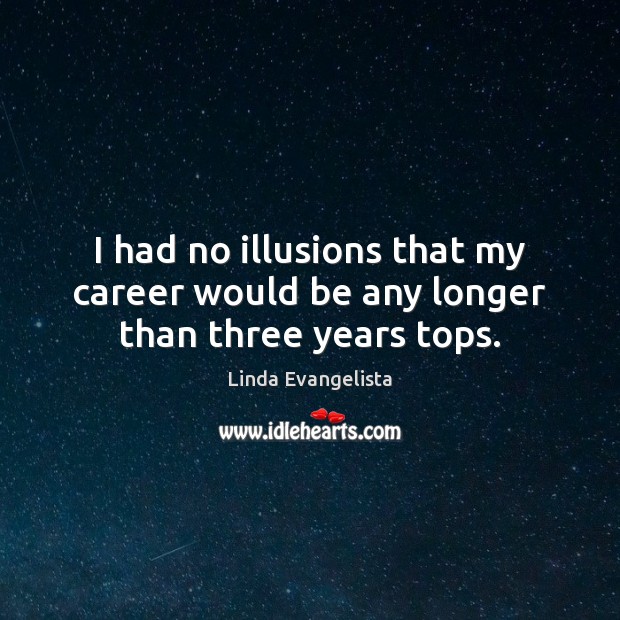 I had no illusions that my career would be any longer than three years tops. Linda Evangelista Picture Quote