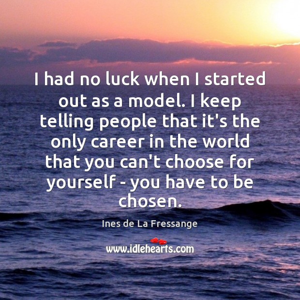 I had no luck when I started out as a model. I Ines de La Fressange Picture Quote