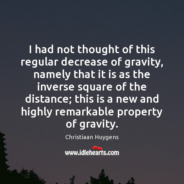 I had not thought of this regular decrease of gravity, namely that Christiaan Huygens Picture Quote
