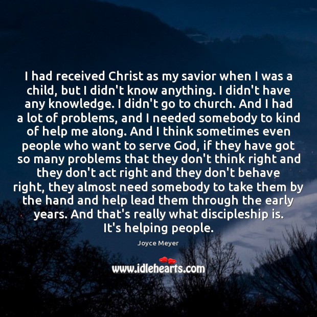 I had received Christ as my savior when I was a child, Image
