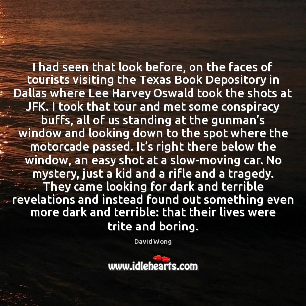 I had seen that look before, on the faces of tourists visiting David Wong Picture Quote