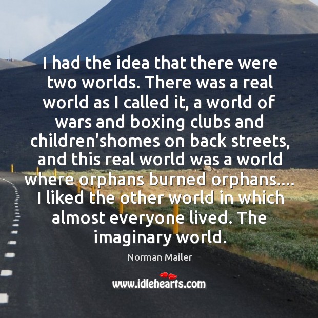 I had the idea that there were two worlds. There was a Norman Mailer Picture Quote
