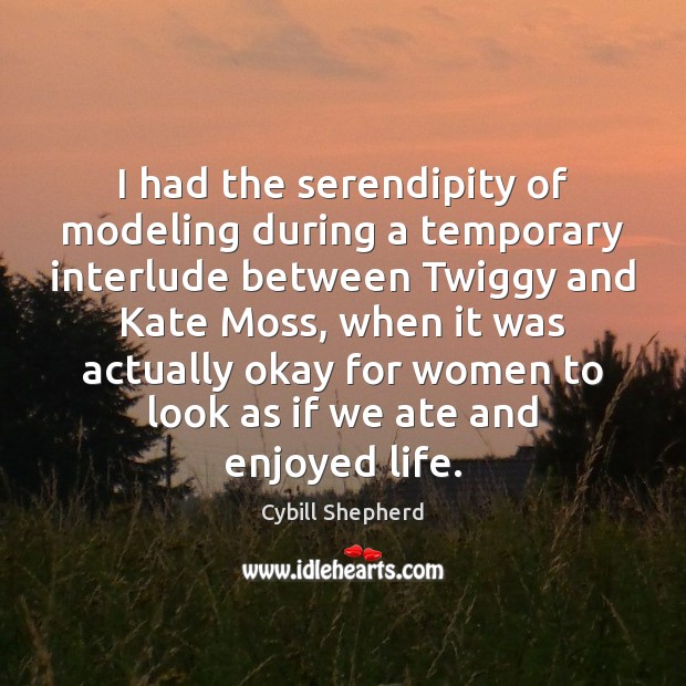 I had the serendipity of modeling during a temporary interlude between Twiggy Cybill Shepherd Picture Quote