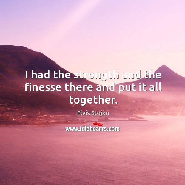 I had the strength and the finesse there and put it all together. Elvis Stojko Picture Quote