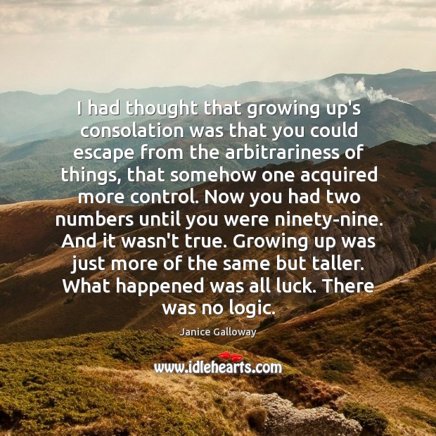 I had thought that growing up’s consolation was that you could escape Janice Galloway Picture Quote