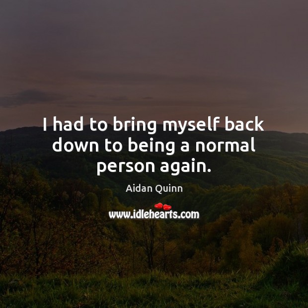I had to bring myself back down to being a normal person again. Aidan Quinn Picture Quote