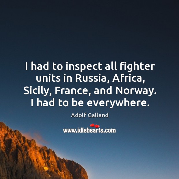 I had to inspect all fighter units in russia, africa, sicily, france, and norway. Adolf Galland Picture Quote