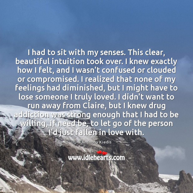 I had to sit with my senses. This clear, beautiful intuition took Anthony Kiedis Picture Quote