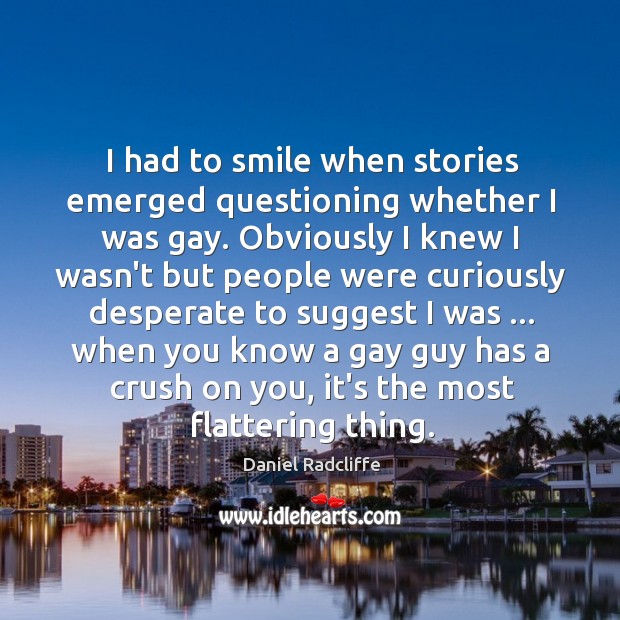 I had to smile when stories emerged questioning whether I was gay. Daniel Radcliffe Picture Quote