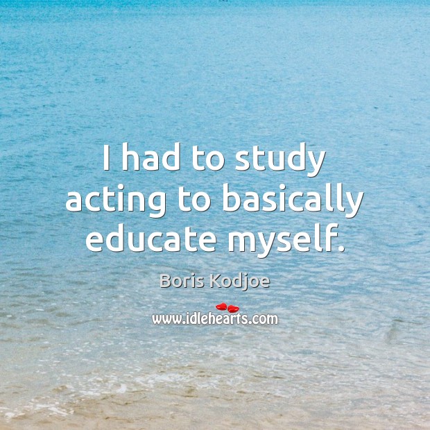 I had to study acting to basically educate myself. Boris Kodjoe Picture Quote