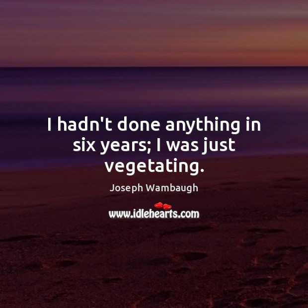 I hadn’t done anything in six years; I was just vegetating. Joseph Wambaugh Picture Quote