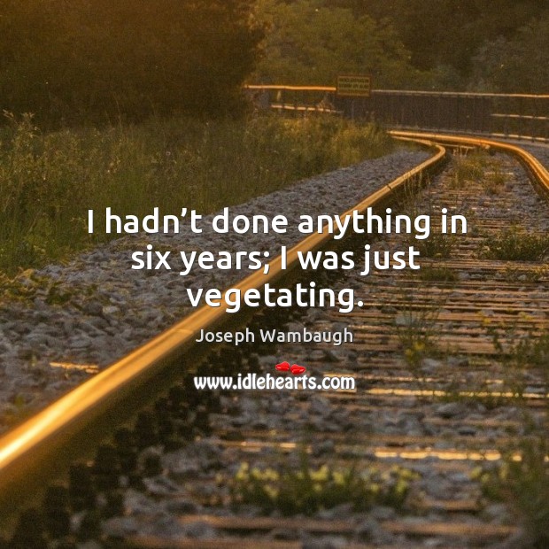 I hadn’t done anything in six years; I was just vegetating. Joseph Wambaugh Picture Quote