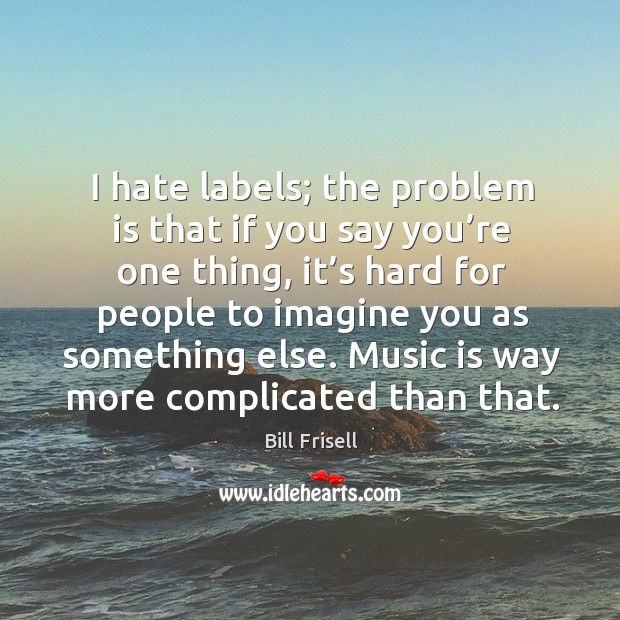 I hate labels; the problem is that if you say you’re one thing, it’s hard for people to Image