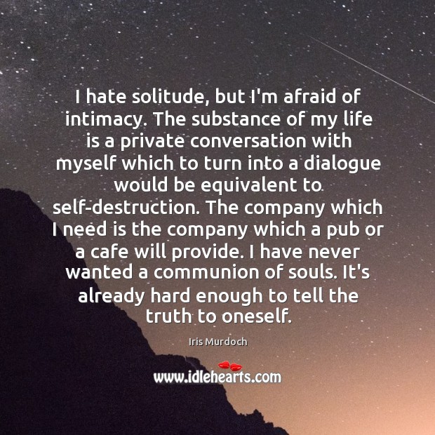 I hate solitude, but I’m afraid of intimacy. The substance of my Image