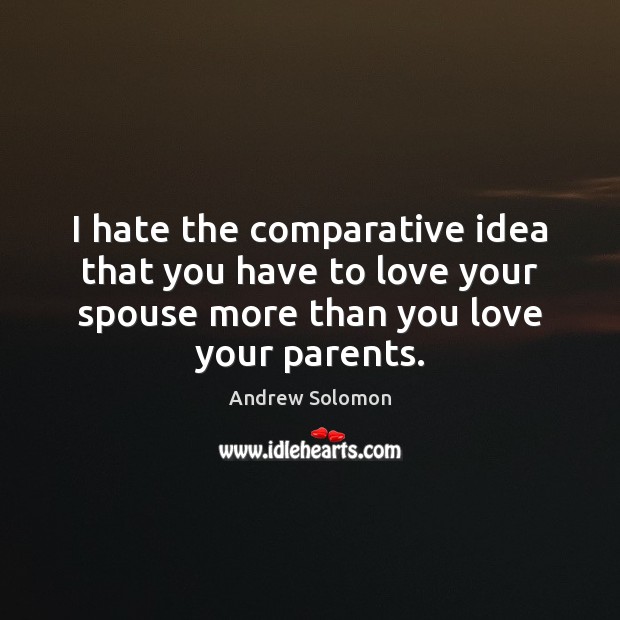 I hate the comparative idea that you have to love your spouse Andrew Solomon Picture Quote