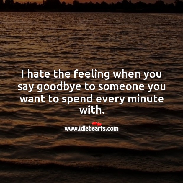 I hate the feeling when you say goodbye to someone you want to spend every minute with Goodbye Quotes Image