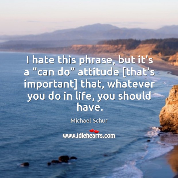 I hate this phrase, but it’s a “can do” attitude [that’s important] Michael Schur Picture Quote