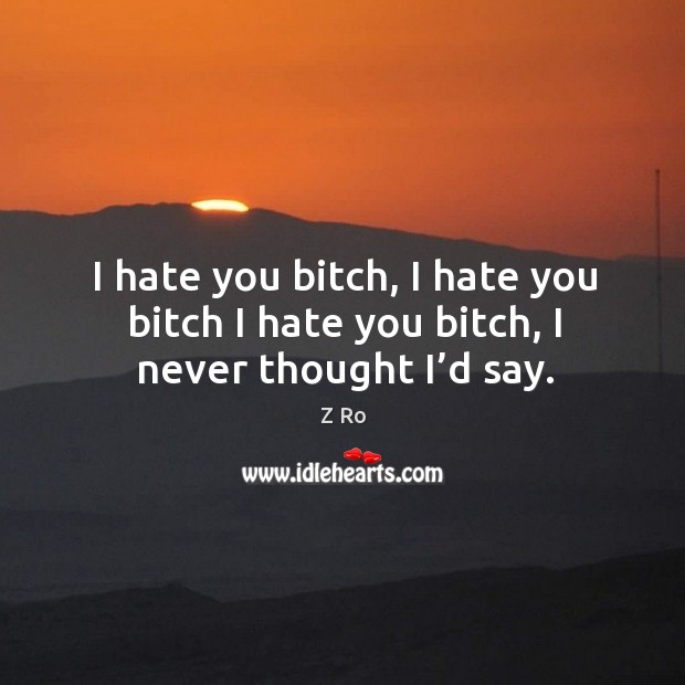 I hate you bitch, I hate you bitch I hate you bitch, I never thought I’d say. Z Ro Picture Quote