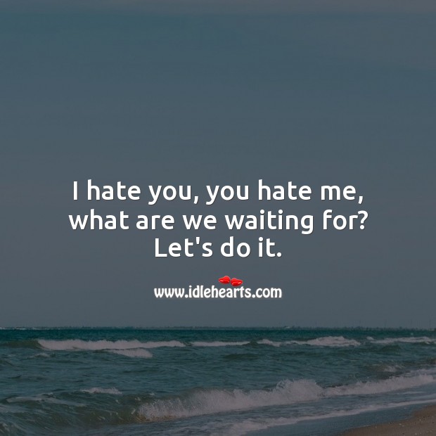I hate you, you hate me, what are we waiting for? let’s do it. Image