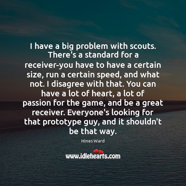 I have a big problem with scouts. There’s a standard for a Hines Ward Picture Quote