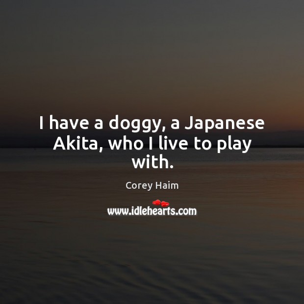 I have a doggy, a Japanese Akita, who I live to play with. Corey Haim Picture Quote
