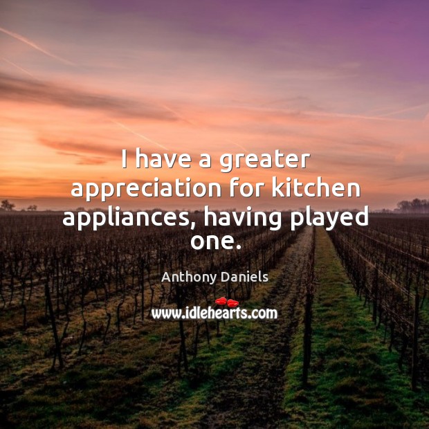 I have a greater appreciation for kitchen appliances, having played one. Image