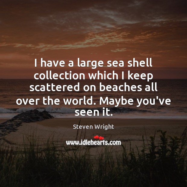 I have a large sea shell collection which I keep scattered on Steven Wright Picture Quote